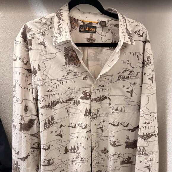 & Lore by Tahoe River Other - &Lore by Tahoe River Co. "The Explorer" Map Print Button Down - Size XL